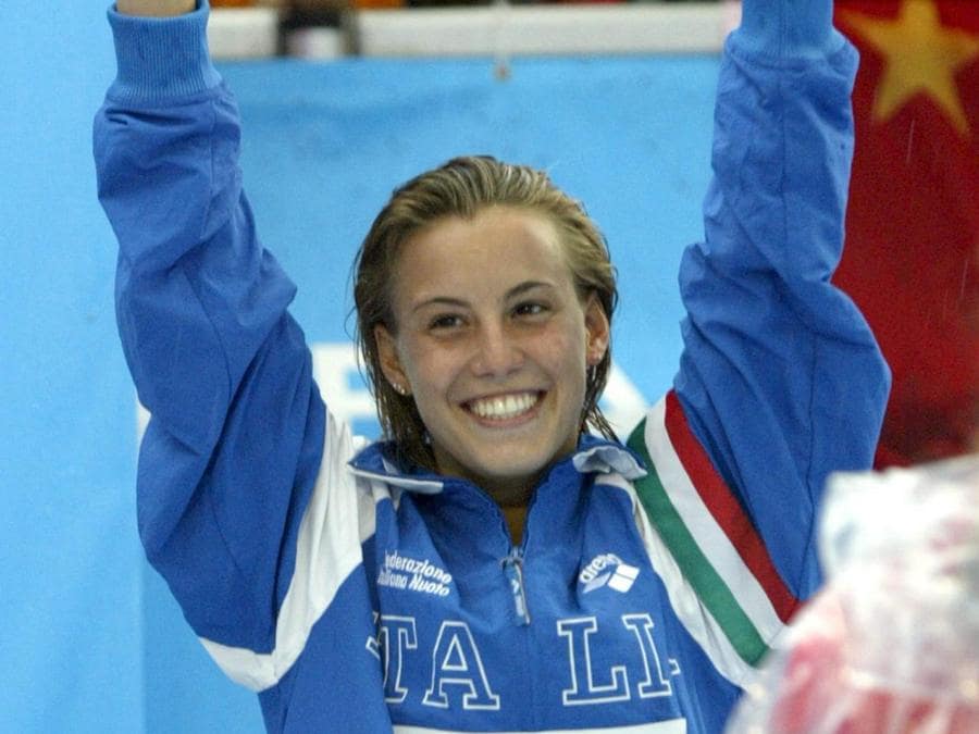 Montreal, 22 luglio 2005, Tania Cagnotto, medaglia di bronzo nella finale tuffi dai 3 metri (EPA/JOHN G. MABANGLO)
