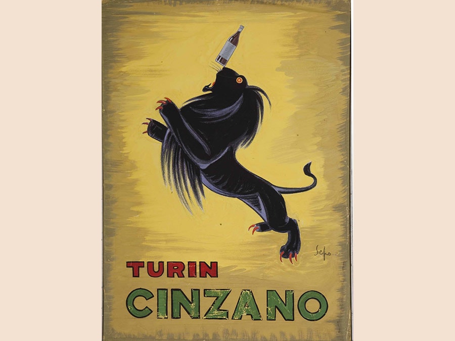 Sepo, Turin Cinzano, bozzetto per manifesto, tempera su carta, 1926