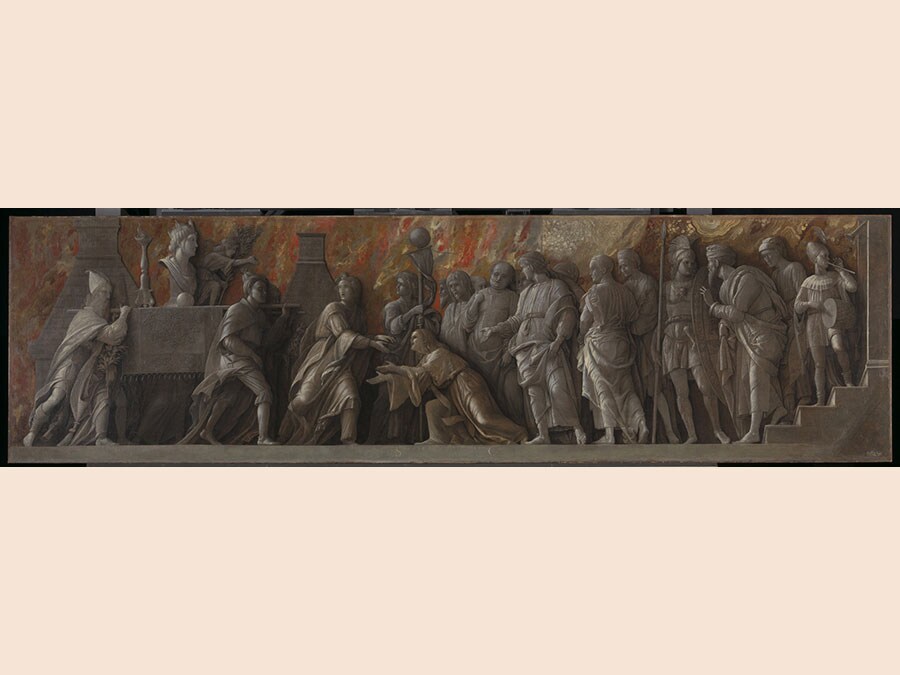 Andrea Mantegna. The Introduction of the Cult of Cybele at Rome, 1505-6. Glue on linen, 76.5 x 273 cm. The National Gallery, London. Bought, 1873. © The National Gallery, London