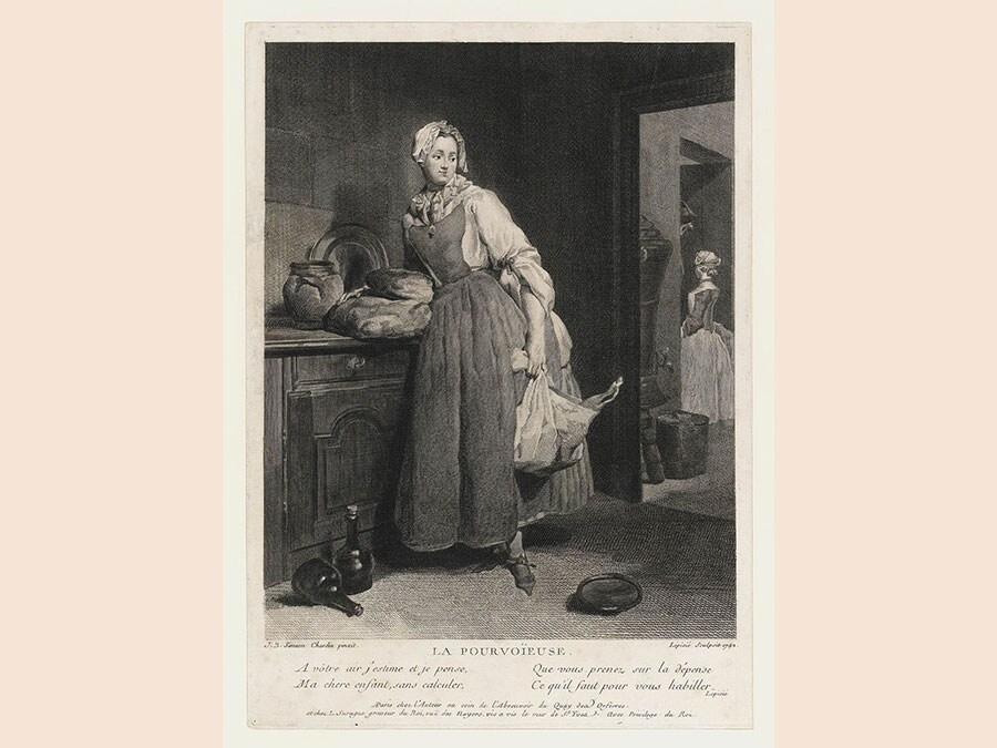 Bernard Lépicié after Jean-Siméon Chardin. Back from the Market (La Pourvoyeuse), 1742. Etching and engraving, 37.5 × 25.9 cm. The Syndics of the Fitzwilliam Museum, University of Cambridge. Given by the Friends of the Fitzwilliam Museum, with the aid of a contribution from the National Fund and from E.E. Baron, August 1940. © Fitzwilliam Museum, Cambridge 
