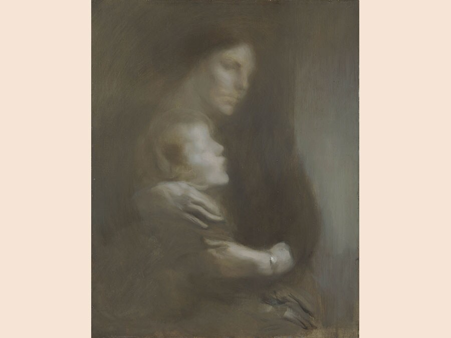 Eugène Carrière. Maternity (Suffering), about 1896-7. Oil on canvas, 81.3 × 65.4 cm. © Amgueddfa Genedlaethol Cymru - National Museum of Wales