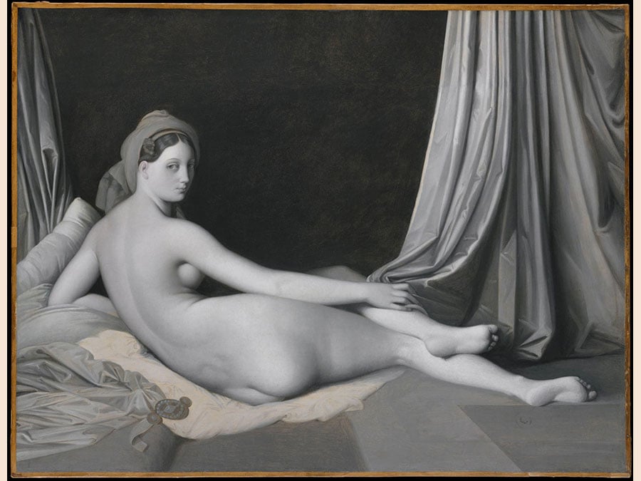 Jean-Auguste-Dominique Ingres and workshop. Odalisque in Grisaille, about 1824-34. Oil on canvas, 83.2 × 109.2 cm. The Metropolitan Museum of Art, New York, Catharine Lorillard Wolfe Collection, Wolfe Fund, 1938, 38.65. © The Metropolitan Museum of Art / Art Resource / Scala, Florence
