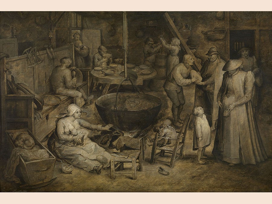 Jan Brueghel the Elder. Visit to the Peasants, about 1597. Oil on panel, 30.5 × 46.5 cm. Royal Museum of Fine Arts, Antwerp. © www.lukasweb.be - Art in Flanders vzw, photo Hugo Maertens