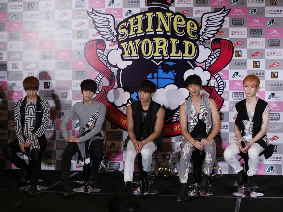 Hong Kong, 2012. Gli Shineee. Da sinistra, Onew, Taemin, Jonghyun, Minho e Key   (Ansa/Ap)