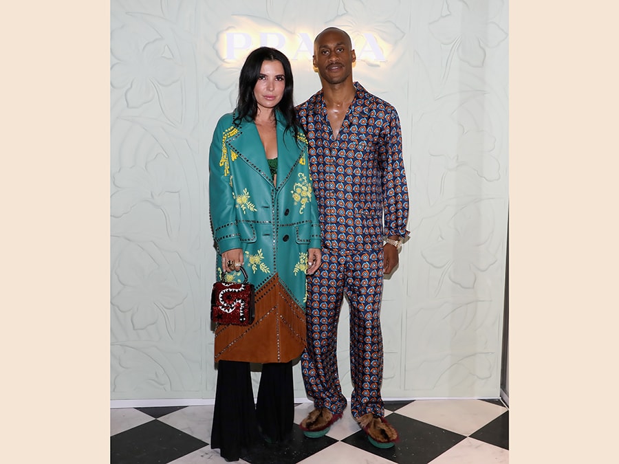 Aureta Thomollari e Jordan Watson al party d'inaugurazione dello store Prada (Photo by Alexander Tamargo/Getty Images for Prada)