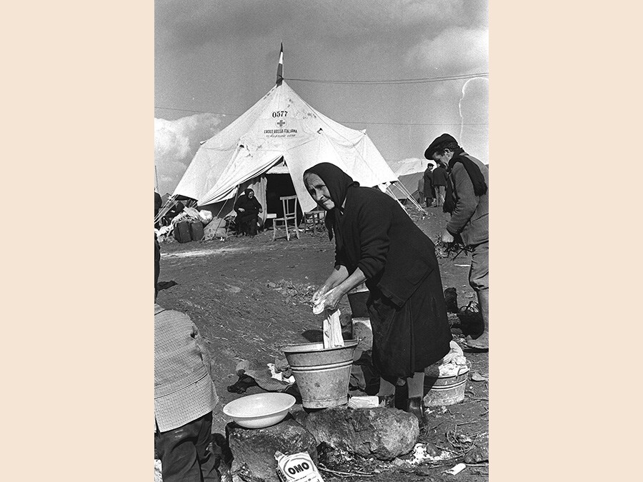 Un' immagine d' archivio dei danni causati a Gibellina dal terremoto del 15 gennaio 1968 nella valle del Belice in Sicilia (magnitudo Richter 6,0 - 236 morti). ANSA/ ARCHIVIO