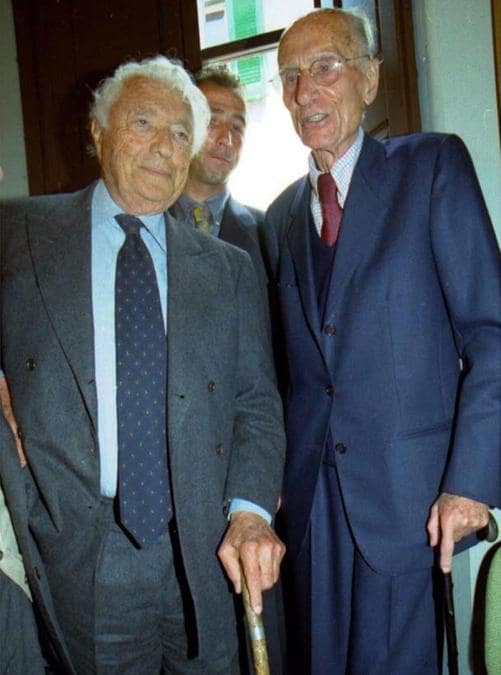 Il presidente della Fiat Gianni Agnelli e il giornalista Indro Montanelli  (ANSA / FRANCO SILVI)