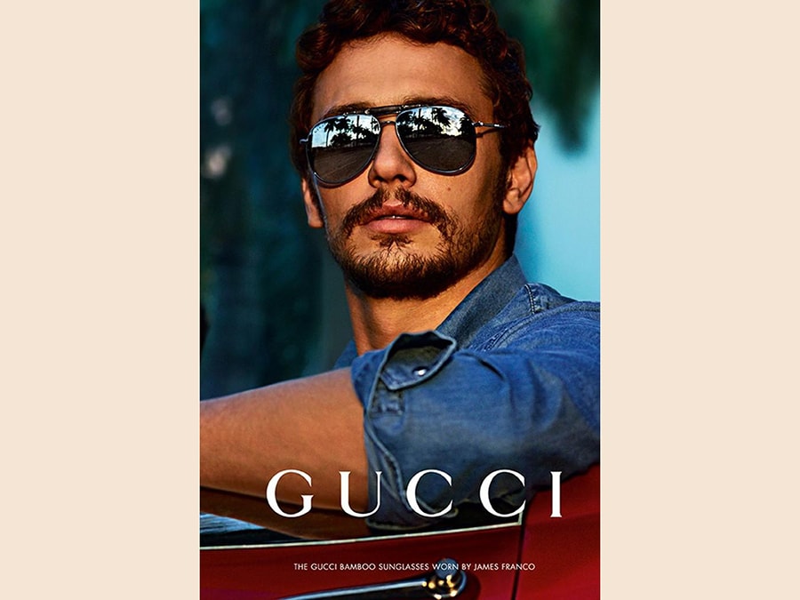 James Franco con un modello da sole Gucci Eyewear