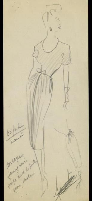 Bozzetto di Christian Dior, colleizone PE 1947 © Christian Dior