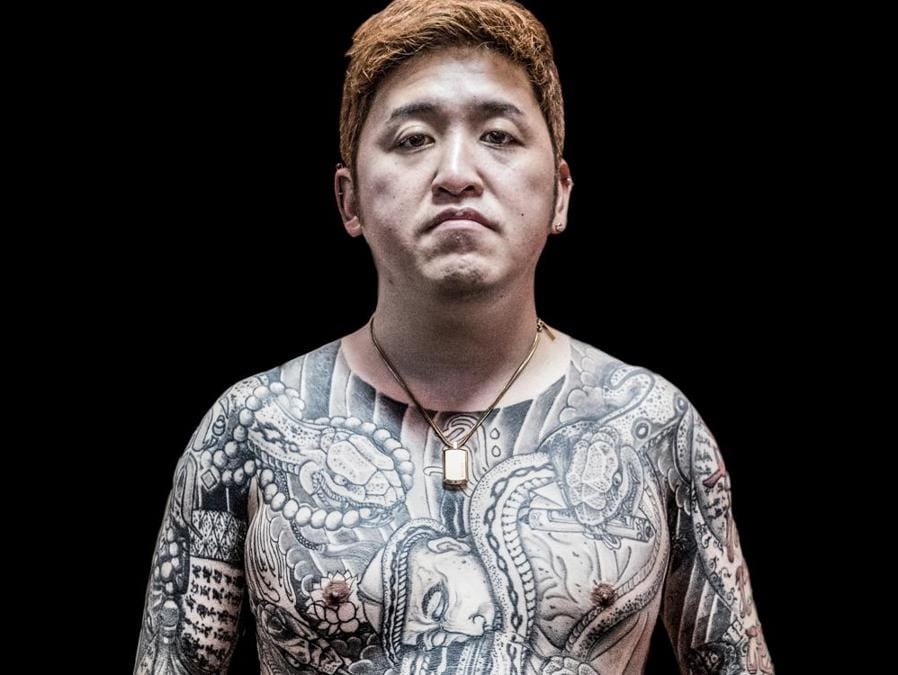 Horiyoshi III Sensei - Souryou - Kazuyoshi Nakano. Son and only apprentice of Horiyoshi III Sensei, singapore, June 2018 (Tattoo by Horiyoshi 3 Sensei - Photo by Zozios)