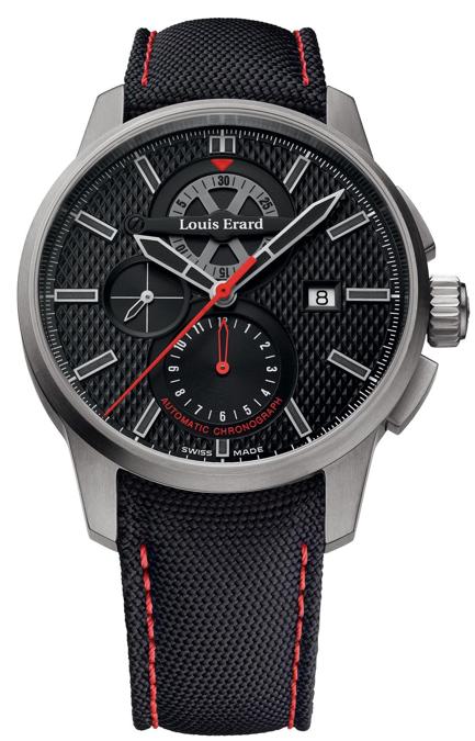 Louis Erard. Il Cronografo 1931 si presenta con cassa di 44 mm in titanio sabbiato. Ore, minuti, secondi, data e funzioni cronografiche sono regolate da un movimento ETA 7750 Valjoux. Quadrante antracite con finiture guilloché e lancette rosse per 60 secondi e 12 ore. Prezzo: 1.195 euro