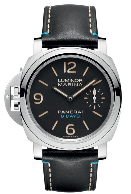 Panerai. La collocazione a ore nove della corona di carica rende il Luminor Left-Handed 8 Days ideale per i mancini o per tutti quelli che preferiscono portare l'orologio sul polso destro. Cassa di 44 mm in acciaio e movimento a carica manuale calibro P.5001. Prezzo: 6.700 euro