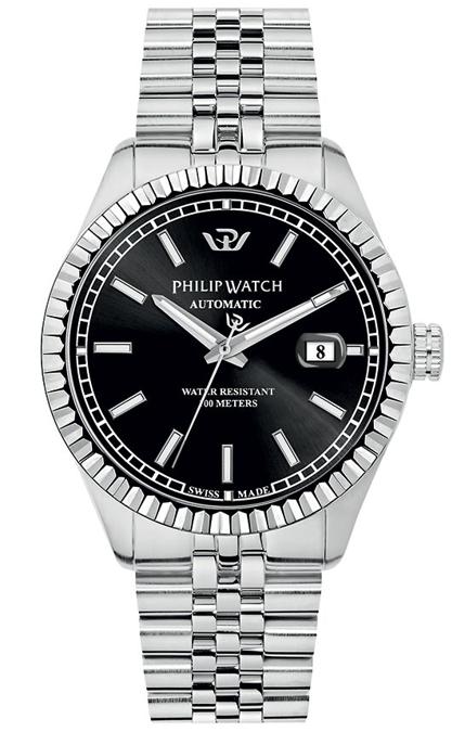 Philip Watch. Il Caribe si veste con un quadrante nero e dettagli silver. Racchiuso all’interno di una cassa in acciaio di 41 mm è protetto da un vetro zaffiro. Bracciale jubileé e lunetta zigrinata completano le dotazioni di questo solotempo. Prezzo: 690 euro