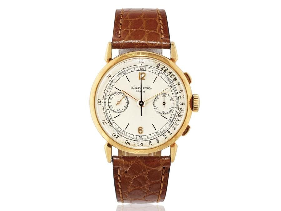Wannenes, un orologio da polso Patek Philippe con cassa in oro e funzioni di cronografo della fine degli anni 40 aggiudicato per 33.380 euro