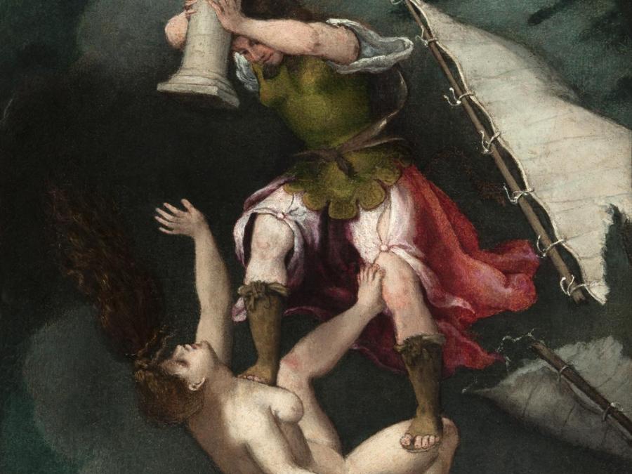ITINERARI 11. Lorenzo Lotto. La Fortuna infelice abbattuta dalla Fortezza, 1549. Olio su tela, 50,5 x 46 cm. Loreto, Museo Pontificio Santa Casa