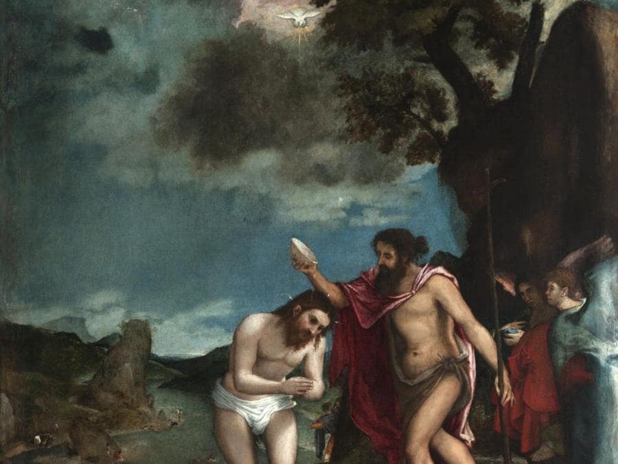 ITINERARI 13. Lorenzo Lotto. Battesimo di Cristo, 1544 circa. Olio su tela, 172 x 135 cm. Loreto, Museo Pontificio Santa Casa