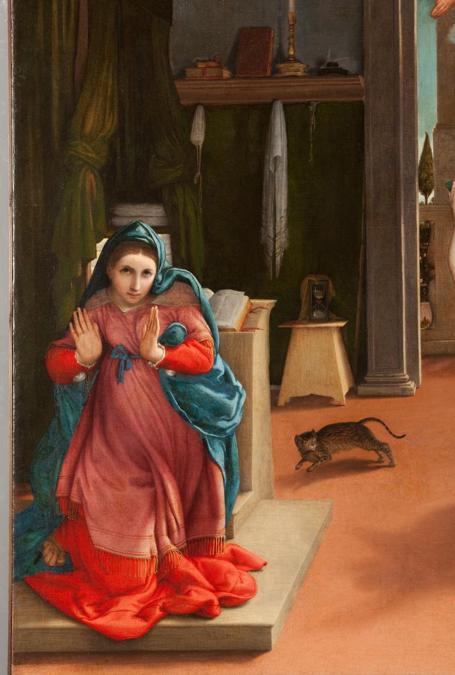 ITINERARI 19. Lorenzo Lotto. Annunciazione, 1533 - 1535. Olio su tela, 166 x 114 cm. Recanati, Museo Civico. Villa Colorredo Mels (particolare)