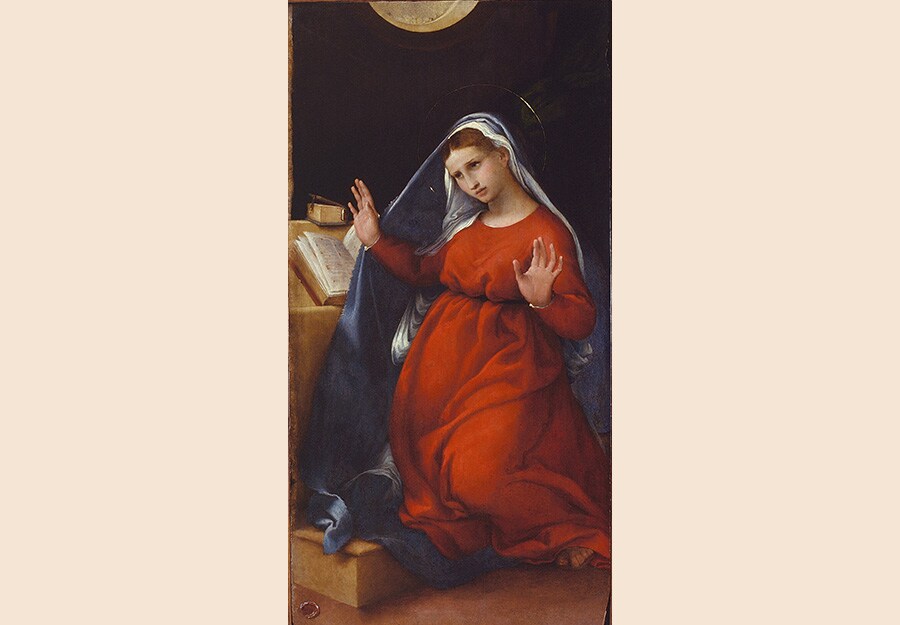 ITINERARI 3. Lorenzo Lotto. Angelo annunciante. Vergine annunciata, 1526 ca. Olio su tavola, 82 x 42 . Jesi, Pinacoteca Civica, Palazzo Pianetti