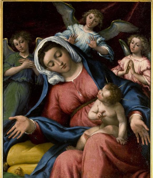 Lorenzo Lotto. Madonna delle Grazie, 1542-46 ca. Tavola, 39x32 cm. San Pietroburgo, Museo Statale Ermitage