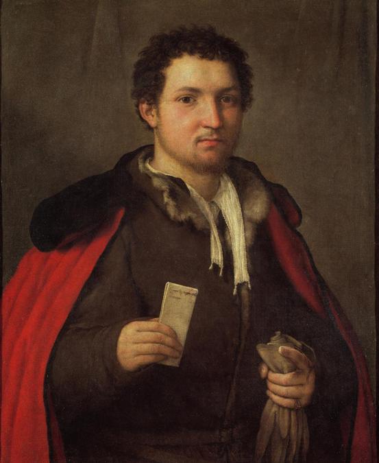Lorenzo Lotto. Gentiluomo con i guanti, 1540-1545 ca. Olio su tela, 74,5 x 59,5. Collezione privata