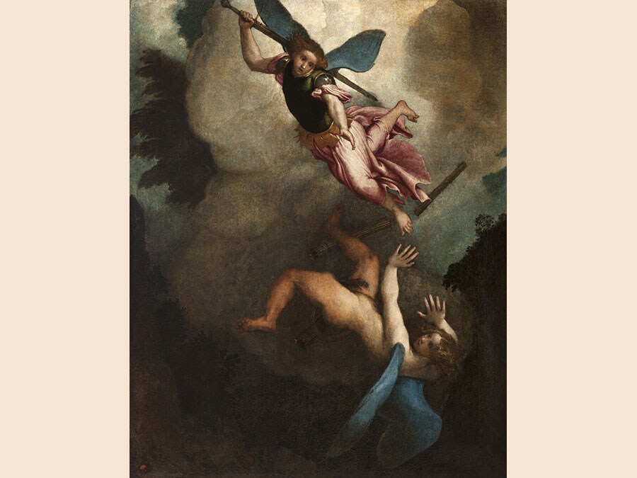 ITINERARI 9. Lorenzo Lotto. San Michele caccia Lucifero. 1545-1550. Olio su tela, 176 x 135 cm. Loreto, Museo Pontificio Santa Casa