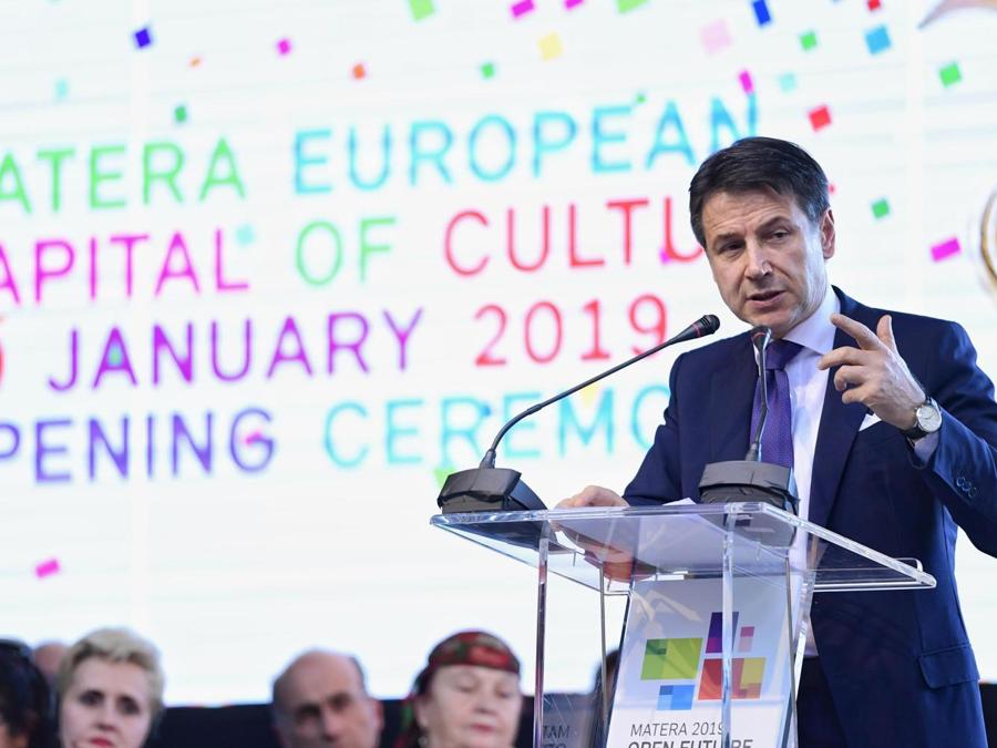 Il Premier Giuseppe Conteall’apertura di Matera 2019, capitale europea della Cultura. (ANSA/ CHIGI PALACE PRESS OFFICE/ FILIPPO ATTILI)