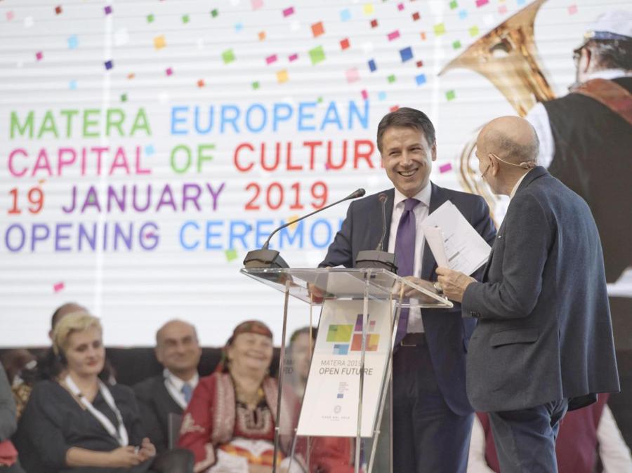 Il Premier Giuseppe Conteall’apertura di Matera 2019, capitale europea della Cultura. (ANSA/ CHIGI PALACE PRESS OFFICE/ FILIPPO ATTILI)