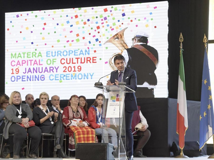 Il Premier Giuseppe Conteall’apertura di Matera 2019, capitale europea della Cultura. (ANSA/ CHIGI PALACE PRESS OFFICE/ FILIPPO ATTILI)