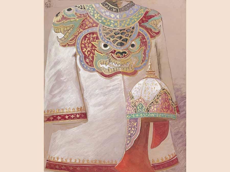 Galleria Antonacci Lapiccirella Fine Art un'opera di inizi XX secolo «Study for a Dignitary Jacket» dipinta con tecnica mista su cartone da Galileo Chini nel 1911 offerta a 50mila euro