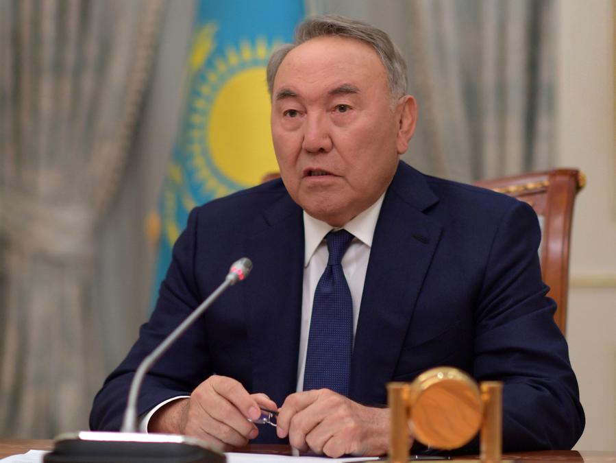 19 marzo 2019. Il presidente Nursultan Nazarbayev mentre annuncia le sue dimissioni in un discorso trasmesso dalla televisione kazaka (Reuters)