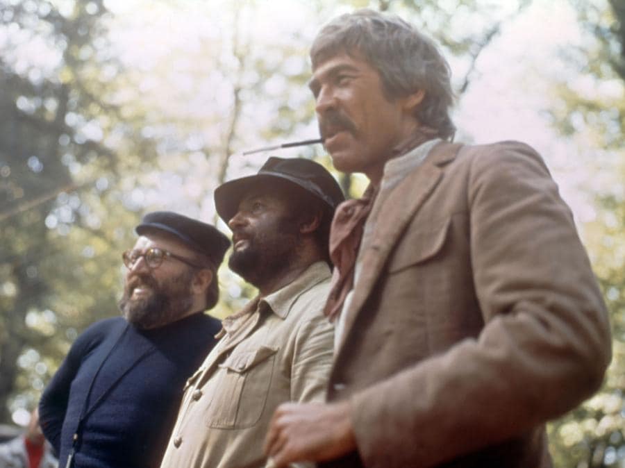 Sergio Leone, Rod Seiger e James Coburn. (Afp)