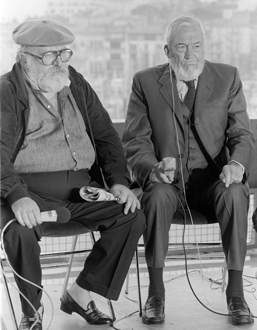  Sergio Leone e John Huston. (Photo by RALPH GATTI / AFP)