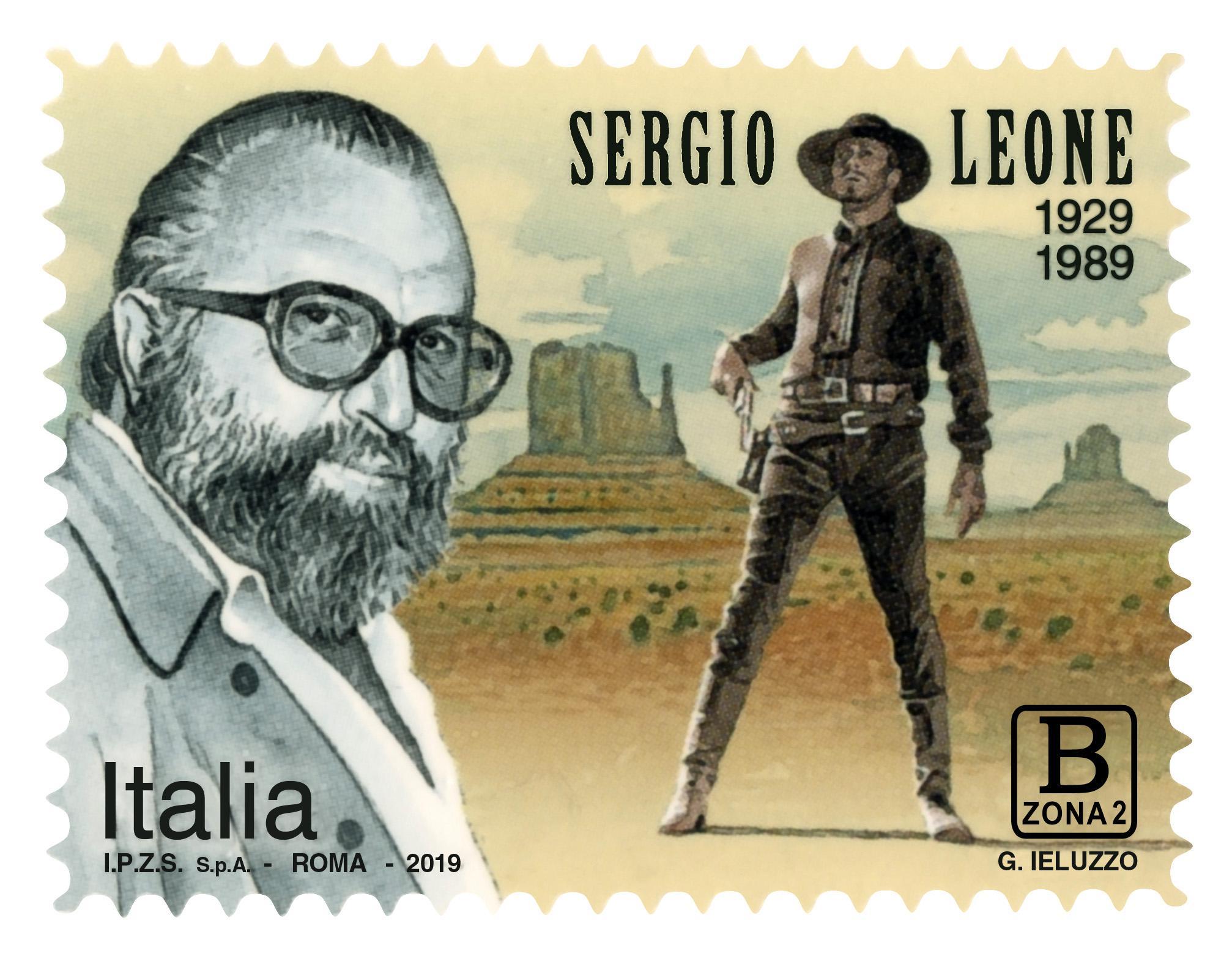 Il francobollo per ricordare il trentennale della morte del regista Sergio Leone, in una foto diffusa il 30 aprile 2019. ANSA/ UFFICIO STAMPA