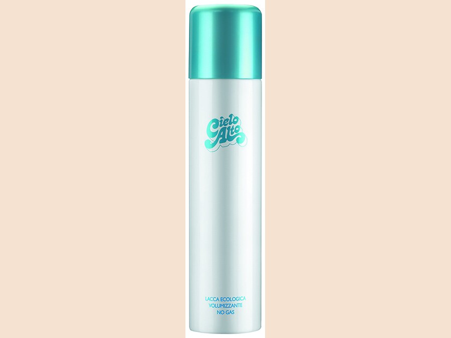 Cielo Alto Lacca Ecologica e Volumizzante, con un'azione protettiva e illuminante che modella e fissa i capelli senza appesantirli