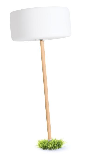 Fatboy, Thierry Le Swinger. Versione con bastone da conficcare a terra o nella sabbia della lampada ricaricabile con cavo Usb e tecnologia LED. A seconda dell'utilizzo, ha una durata variabile tra 42 e sei ore e mezzo. Il gancio e il cavo che consentono di appendere la lampada sono disponibili in quattro varianti di colore (rosso, verde, grigio e taupe)