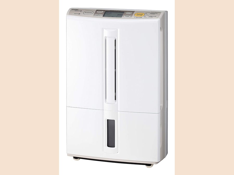 Mitsubishi, MJ-EZ1B, deumidificatore a controllo elettronico, per grandi ambienti molto umidi, emette solo 38 dB di rumore, ha lo scarico continuo della condensa ed è fabbricato integralmente in Giappone