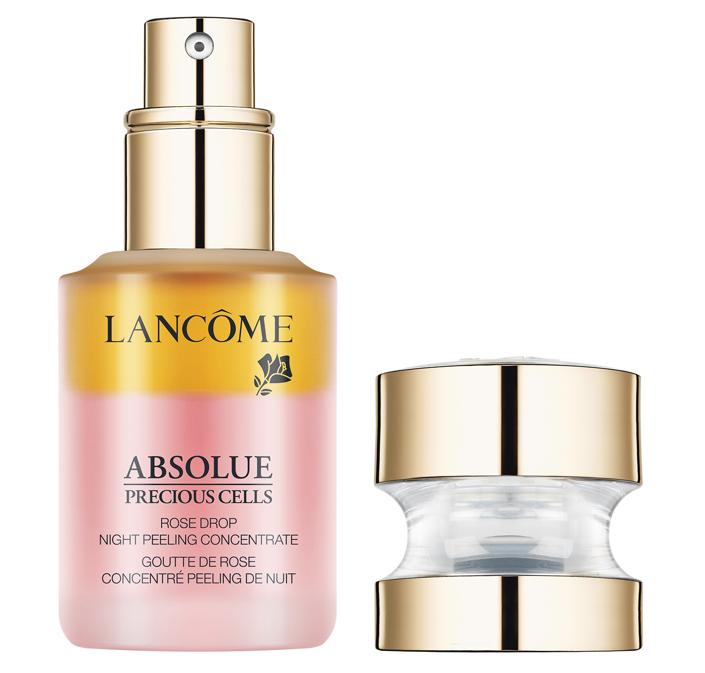 Absolue Precious Cells Rose Drop di Lancôme, un peeling g notturno che riesce ad abbinare l'efficacia esfoliante ad un'azione nutriente per la pelle