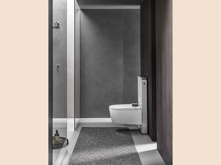 Geberit, AquaClean Sela, design Christoph Behling. vaso bidet che sembra al primo sguardo un normale WC. Le diverse funzioni comprendono l'esclusiva tecnologia brevettata WhirlSpray, che prevede un getto d'acqua pulsante, miscelato dinamicamente con aria, a cinque livelli di pressione e temperatura regolabili. Un rilevatore di presenza, attraverso un sensore apposito, impedisce che il getto d'acqua si attivi inavvertitamente. La tecnologia di risciacquo ottimizzata TurboFlush, basata sulla geometria interna asimmetrica del vaso senza brida, favorisce una pulizia estremamente efficace del vaso. Tutti i modelli AquaClean sono provvisti di un sistema di pulizia quasi completamente. Un programma automatico di decalcificazione agisce su tutte le componenti su cui scorre l'acqua in modo da preservare nel tempo le prestazioni del prodotto