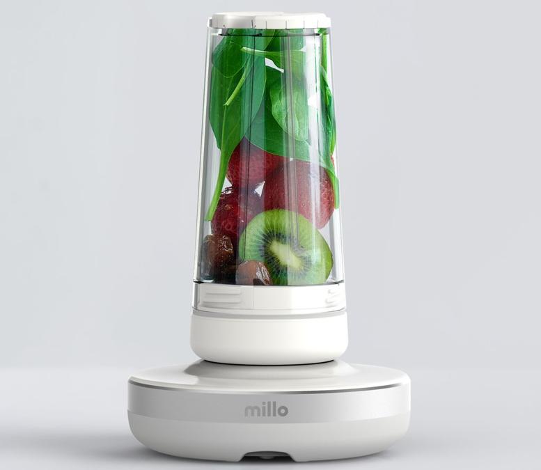 Millo, mixer senza filo con bicchiere asportabile, si avvia sfiorandolo su a 360°