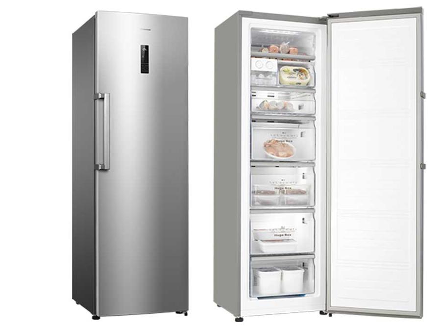 Hisense, FV341, monoporta da 260 litri, interamente No Frost, A+, per provviste e consumi elevati controlli elettronici, con una capacità di congelazione di 20 kg ogni 24 ore, Classe climatica T, porta reversibile; 59,5x71x185m5 cm