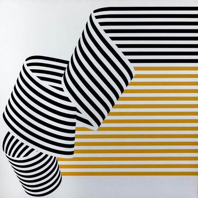 Franco Grignani, Dissociazione dal bordo, 1969, tempera acrilica, 70x70 cm (Collezione privata, © Matteo Zarbo)