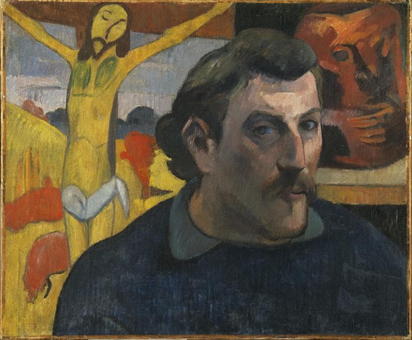Paul Gauguin, Self Portrait with Yellow Christ, 1890-1891. Oil on canvas, 38.1 x 45.7 cm. Musée d'Orsay, Paris. Acquired by the Musées nationaux with the participation of Philippe Meyer and a Japanese patron, coordinated by the newspaper Nikkei, 1994 (RF 1994-2). (RF 1994 2). RMN-Grand Palais (musée d'Orsay) / René-Gabriel Ojéda