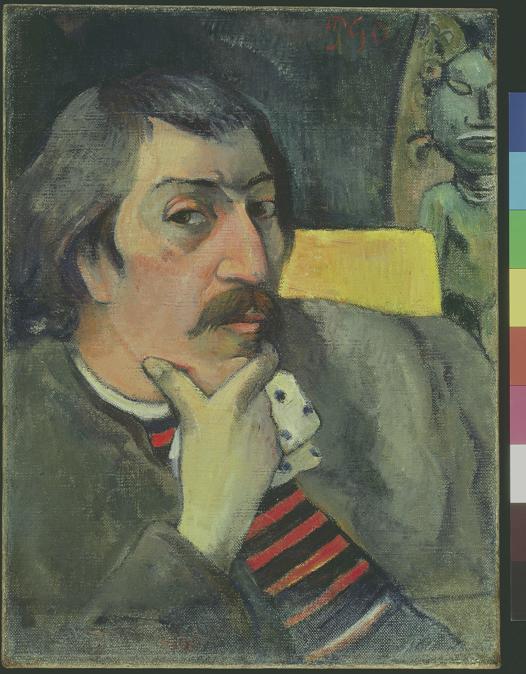 Paul Gauguin, Self Portrait with Idol, about 1893. Oil on canvas, 43.8 × 32.7 cm. Collection of the McNay Art Museum, Bequest of Marion Koogler McNay 1950.46. McNay Art Museum, San Antonio