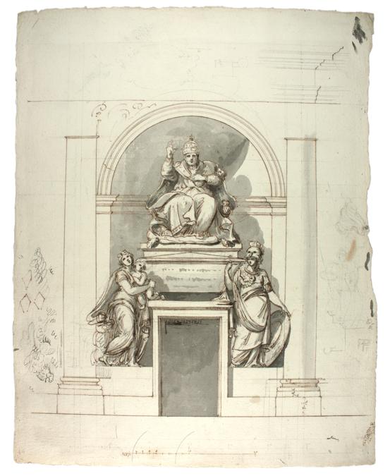 Antonio Canova, Studio per un monumento funebre a un Papa. Penna e acquarello, 50,6x39,7 cm. Fondazione Musei Civici di Venezia, Museo Correr. Gabinetto dei Disegni e delle Stampe