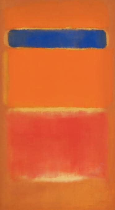 Lot 26. Property from an Important and Distinguished European Collection. Mark Rothko. Blue Over Red . Signed and dated 1953 on the reverse. Oil on canvas, 64 by 35 in. 162.6 by 88.9 cm. Estimate $25/35,000. Sold for $26,461,000