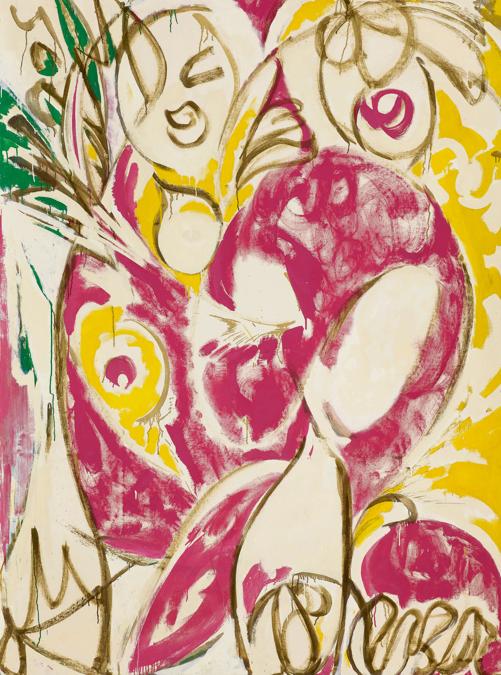 Lot 36. Property from an Important Private American Collection. Lee Krasner.Sun Woman I. signed oil on canvas, 97 ¼ by 70 ¼ in. 247 by 178.4 cm. Executed in 1957..Estimate $6/8 million. Sold for $ 7,382,750