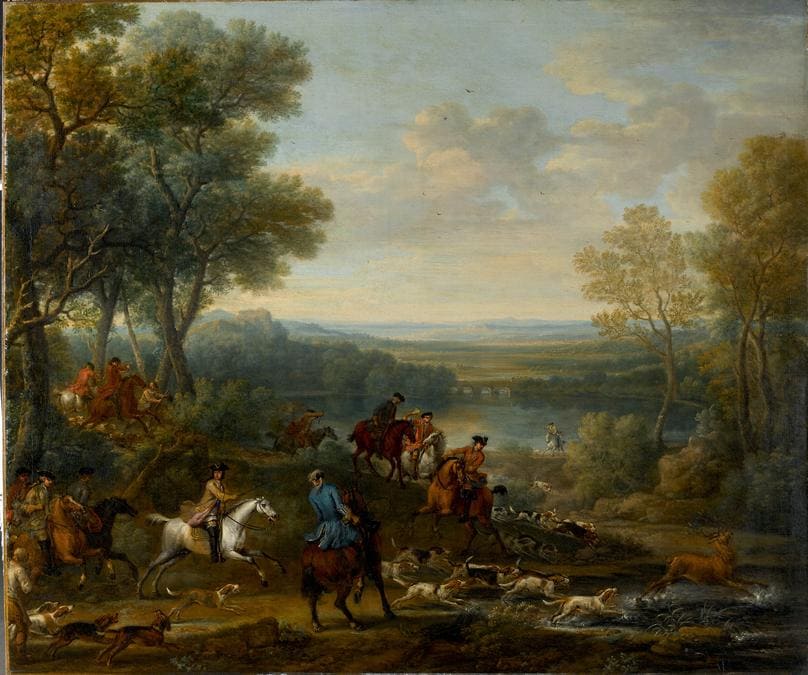 Lotto 28 - John Wootton, King William III stag hunting, oil on canvas - £387,000 ($504,609) (€457,397) - £200,000 - 300,000