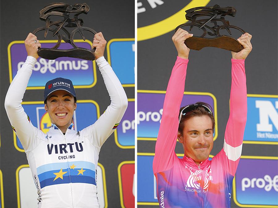 APRILE CICLISMO. Doppietta italiana al giro delle Fiandre. La 103esima edizione della classica dei «muri» ha visto trionfare Marta Bastianelli (sinistra), nella prova femminile e Alberto Bettiol (destra) nella prova in linea maschile