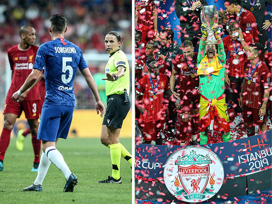 AGOSTO. CALCIO. La francese Stephanie Frappart (sinistra), entra nella storia come il primo arbitro donna a dirigere una finale europea di calcio maschile. Il Liverpool (destra), dopo la Champions League, vince la quarta Supercoppa europea della storia dei Reds. Sconfitto nella finale «made in England» il Chelsea ai rigori.