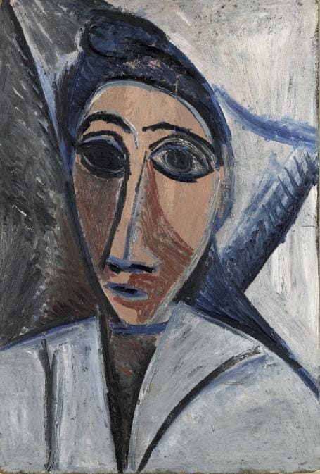 Pablo Picasso, Bust of Woman or Sailor (study for ’Les Demoiselles d'Avignon’), Paris, spring 1907, oil on cardboard, 53,5x36,2 cm, Musée national Picasso-Paris. Pablo Picasso gift in lieu, 1979. MP15  (photo © RMN-Grand Palais - Musée national Picasso-Paris - / Adrien Didierjean © Succession Picasso/DACS 2019)